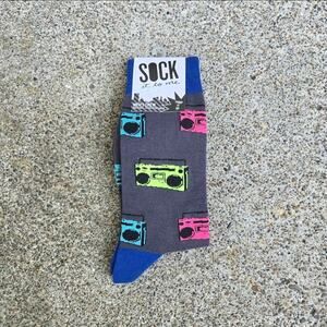 Vtg Y2k SOCK IT TO ME Neon Boombox All Over Print Athletic Novelty Socks NWT